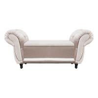 Divã Recamier Com Baú Grécia 1,55 Cm Suede Bege Acetinado - 1