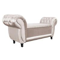 Divã Recamier Com Baú Grécia 1,55 Cm Suede Bege Acetinado - 4