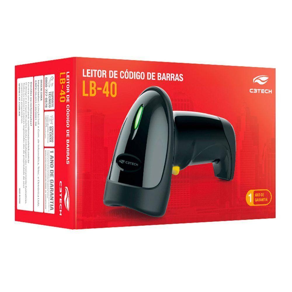 Leitor De Código De Barras C3tech, Usb, 1d, Laser, Preto - Lb-40bk - 2