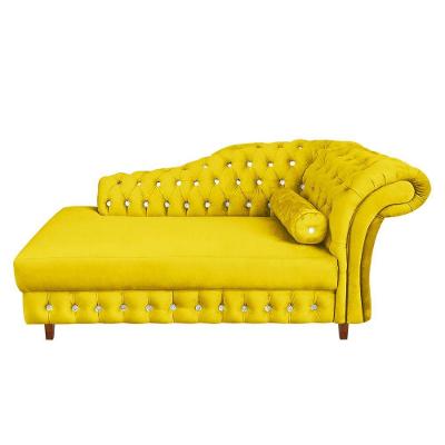 Divã Chesterfield Juliette 160cm Pés Chanfrado Suede Amarelo