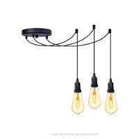 Lustre Aranha Com 3 Pendentes (2m Cabo Preto + Soquetes + Canopla) - 1