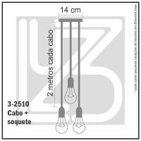 Lustre Aranha Com 3 Pendentes (2m Cabo Preto + Soquetes + Canopla) - 3