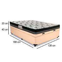 Cama Baú Casal Sintético + Colchão Casal Ortobom Iso Dupla Face 60x138x188 bege - 5