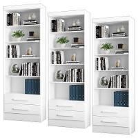 Kit 3 Estantes Livreiro Multiuso 2 Gavetas E 5 Prateleiras Fancy Q01 Branco - Mpozenato - 1