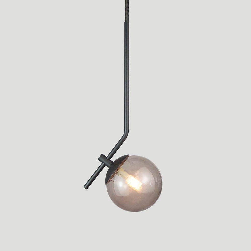 Pendente On Ly Preto Com Globo Esfera De Vidro Fume - 3