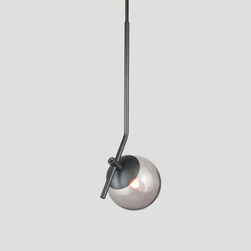 Pendente On Ly Preto Com Globo Esfera De Vidro Fume - 5