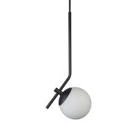 Pendente On Ly Preto Com Globo Esfera De Vidro Branco - 1