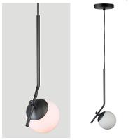 Pendente On Ly Preto Com Globo Esfera De Vidro Branco - 3