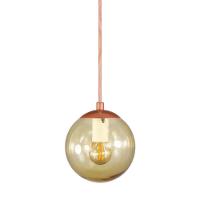 Pendente Bronze C/ Globo De Vidro Ambar De 14cm + Led 2w - 2