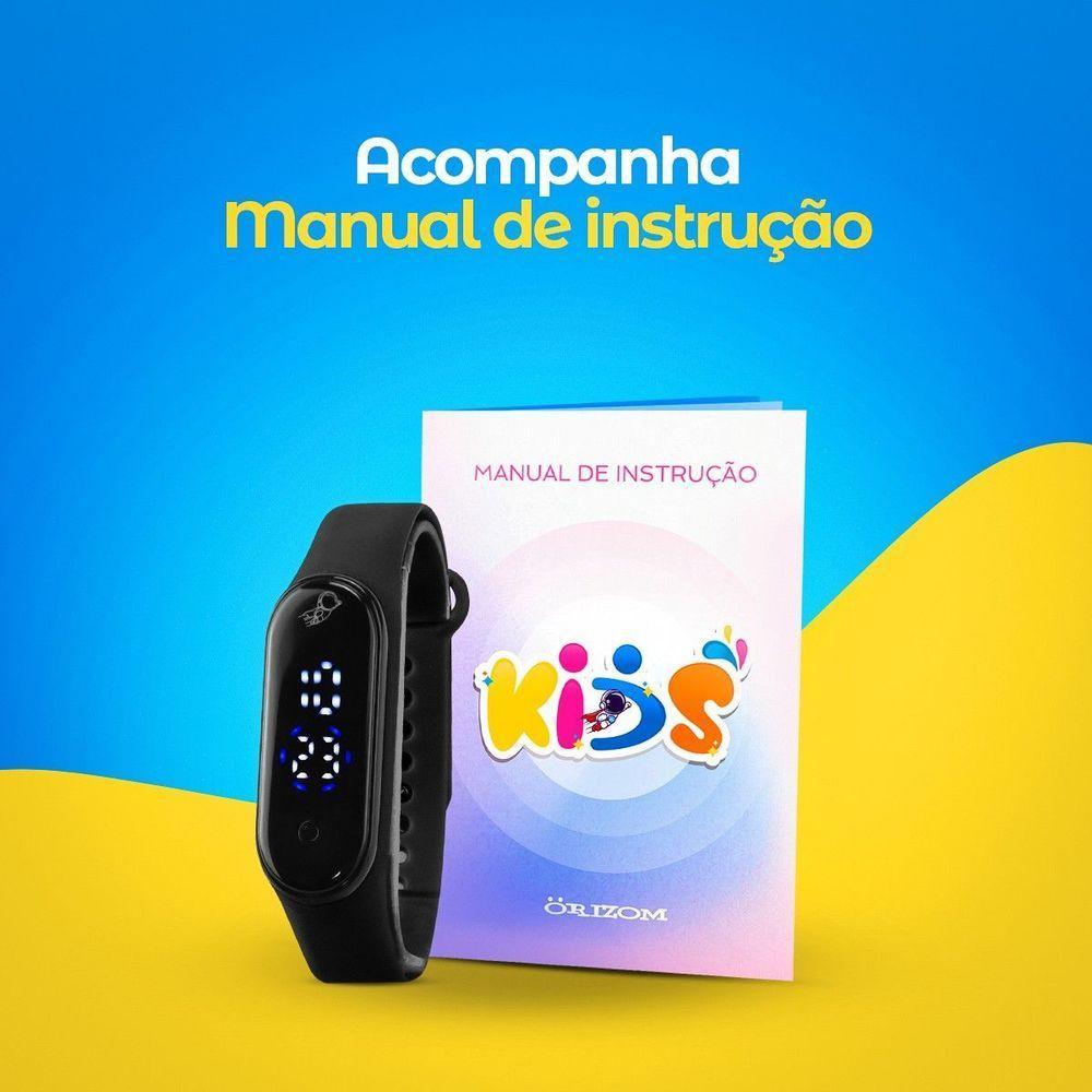 Bracelete Infantil Prova Dagua Relogio Digital Ajustavel Qualidade Premium Esportivo Preto - 3