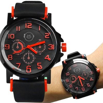 Qualidade Premium Relógio Masculino Silicone Preto Aço Inox Analogico Casual Vermelho