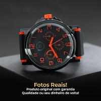 Qualidade Premium Relógio Masculino Silicone Preto Aço Inox Analogico Casual Vermelho - 8