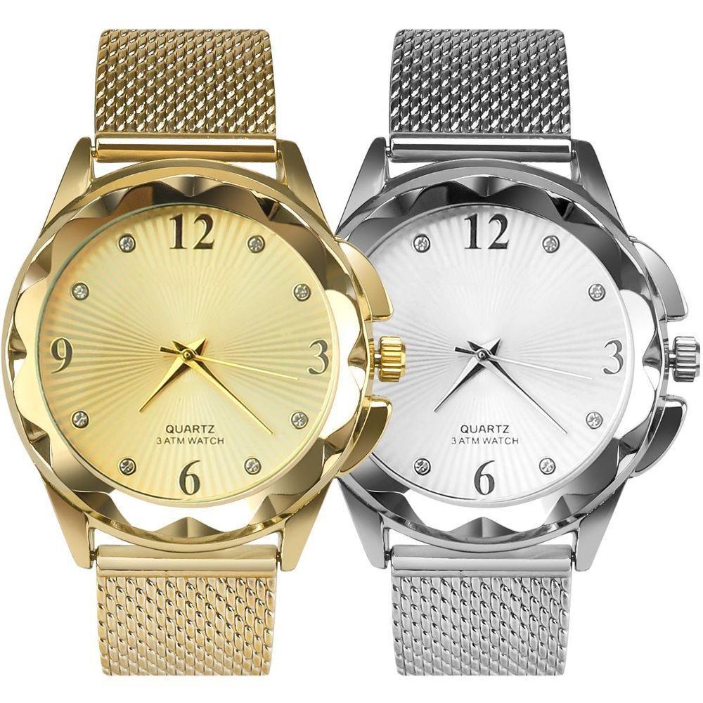 Relogio Aço Silicone + Relogio Prova Dagua Feminino Banhado Resistente Casual Kit - 1