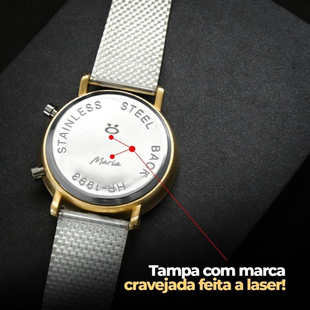 Relogio Dourado Led Aço + Relogio Digital Feminino Silicone Pulseira Ajustavel Casual - 3