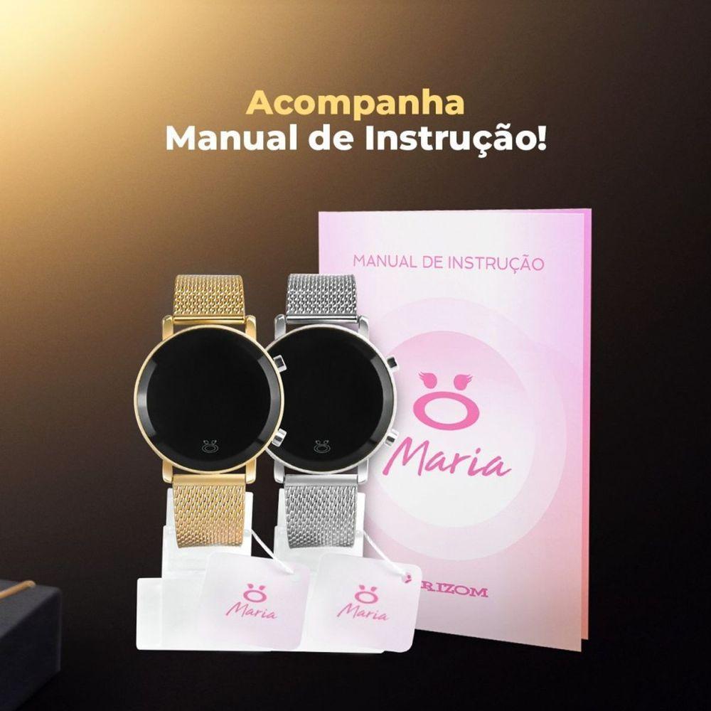 Relogio Dourado Led Aço + Relogio Digital Feminino Silicone Pulseira Ajustavel Casual - 7