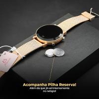 Relogio Dourado Led Aço + Relogio Digital Feminino Silicone Pulseira Ajustavel Casual - 6