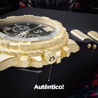 Cordão Cruz + Relogio Masculino Aço Inox Banhado Robusto Qualidade Premium Analógico Preto - 3