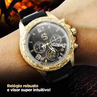 Cordão Cruz + Relogio Masculino Aço Inox Banhado Robusto Qualidade Premium Analógico Preto - 7