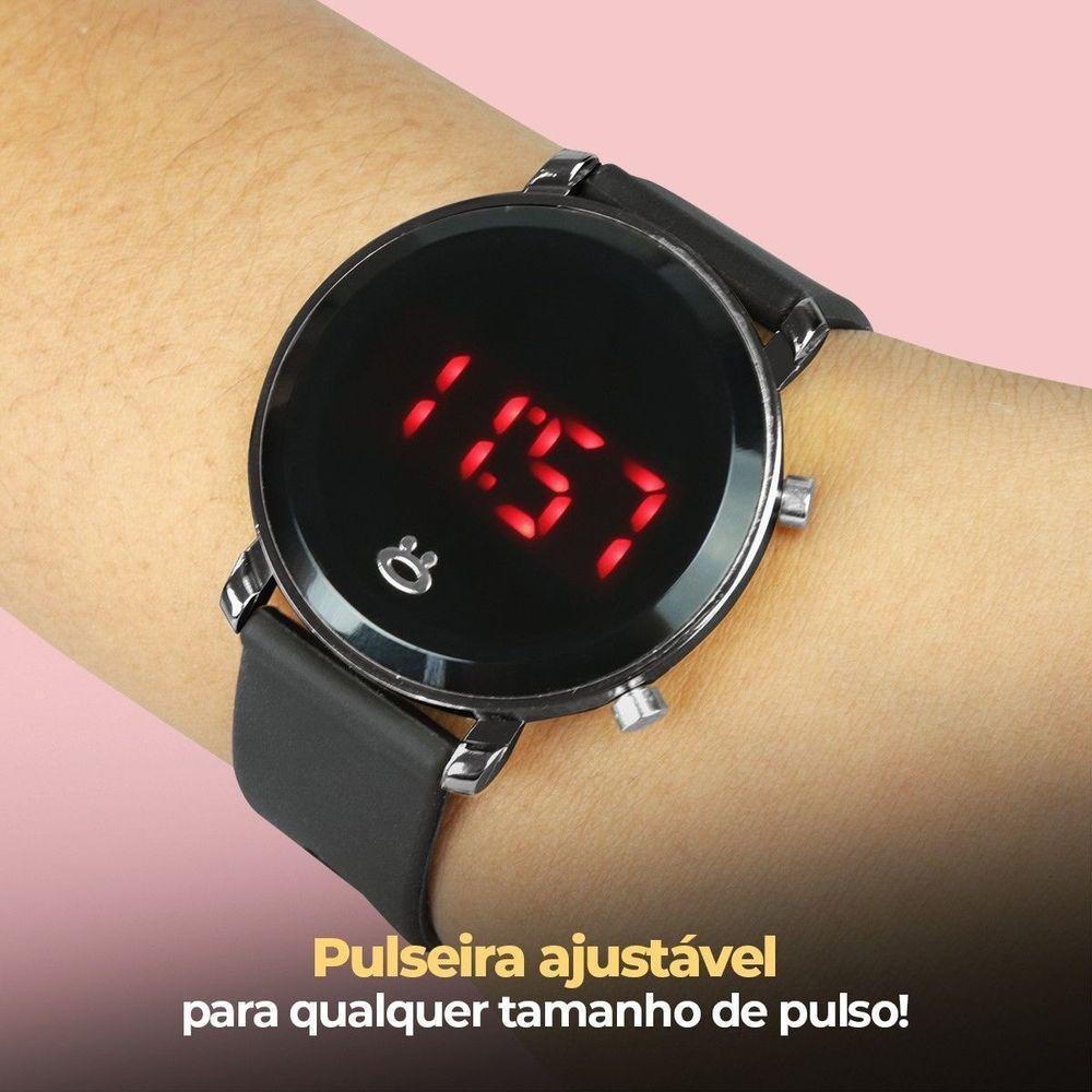 Relogio Feminino Digital Aço Inox Qualidade Premium Caixa Presente Preto Led Original - 3