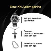 Relogio Masculino Aço Prata + Cordao Crucifixo Pulseira Ajustavel Casual Social Presente - 8