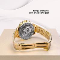 Relogio Masculino Banhado Original Aço Inox Grande + Caixa Edição Limitada Casual Presente - 3