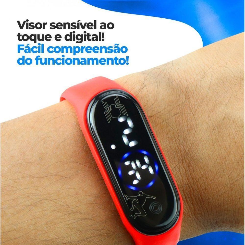 Relogio Digital Infantil Prova Dagua + Copo + Boné Aranha Silicone Combo Menino Heroi Data - 5
