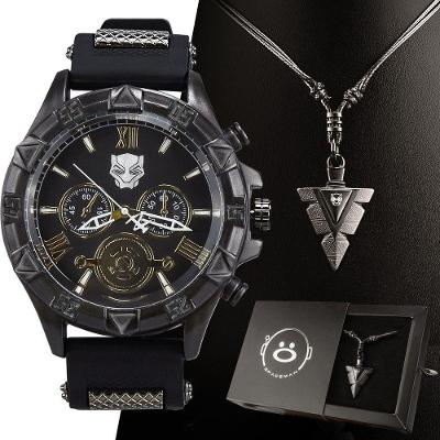 Relogio Masculino Pantera Preto Aço Inox + Corrente Cordão Original Analogico Casual