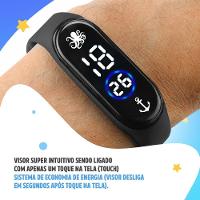 Relógio Digital Prova Dagua Infantil + Oculos Proteção Uv Fundo Mar Pulseira Ajustavel Sol