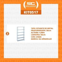 Kit - 2 Estantes Leve De Metal Reforçada 30 Cm 6 Níveis 25kg Por Bandeja - Sa Gôndolas