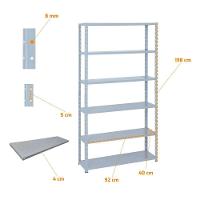 Kit - 4 Estantes Leve De Metal Reforçada 40 Cm 6 Níveis 25kg Por Bandeja - Sa Gôndolas