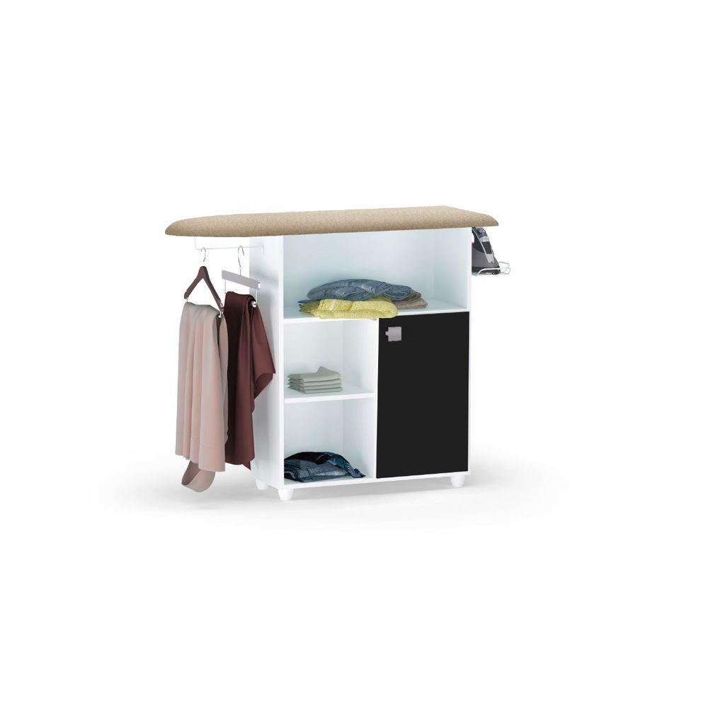Passadeira De Roupas Com 1 Porta E Cabideiro Mariana Branco-preto - 1
