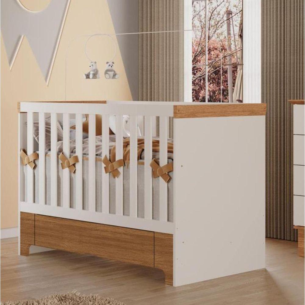 Berço Mini Cama Antonella Com Gaveta Off White-caramelo Móveis Canaã - 3