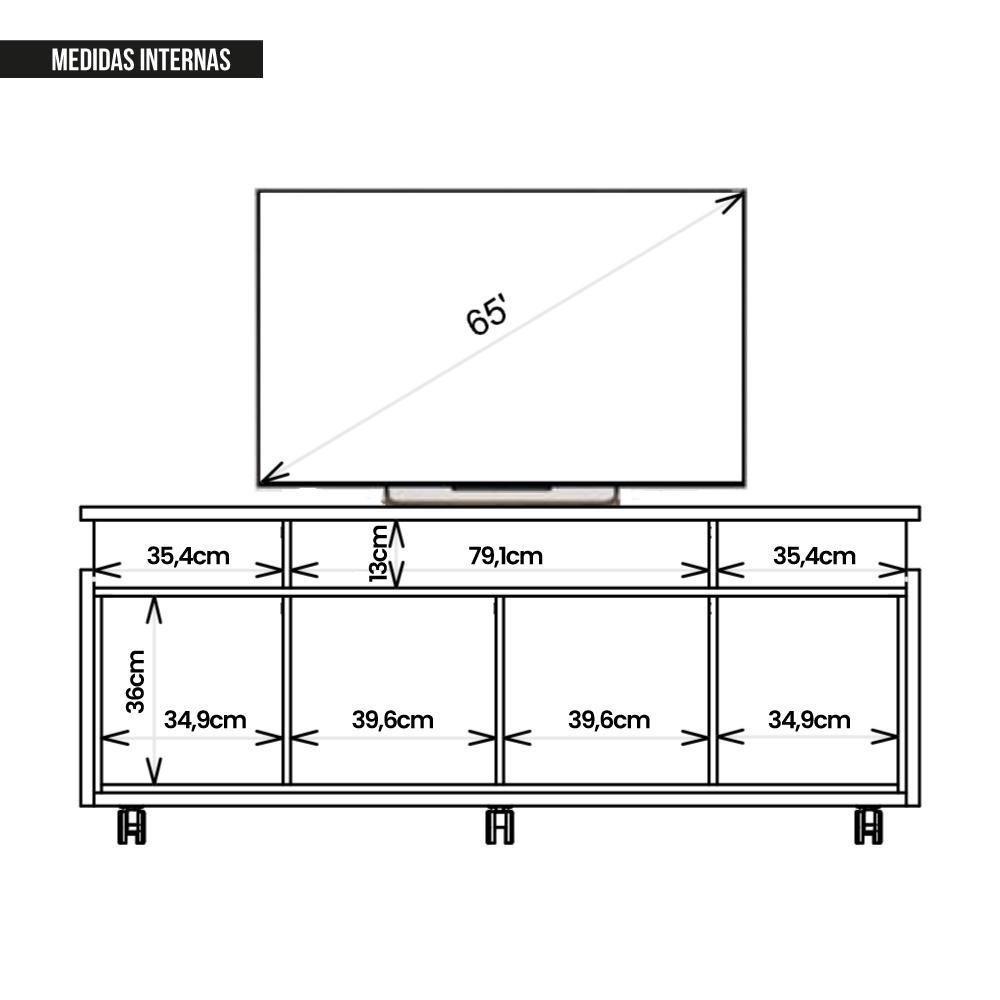 Rack Bancada Para Tv Até 65 Polegadas Stars Marrom Caemmun - 4