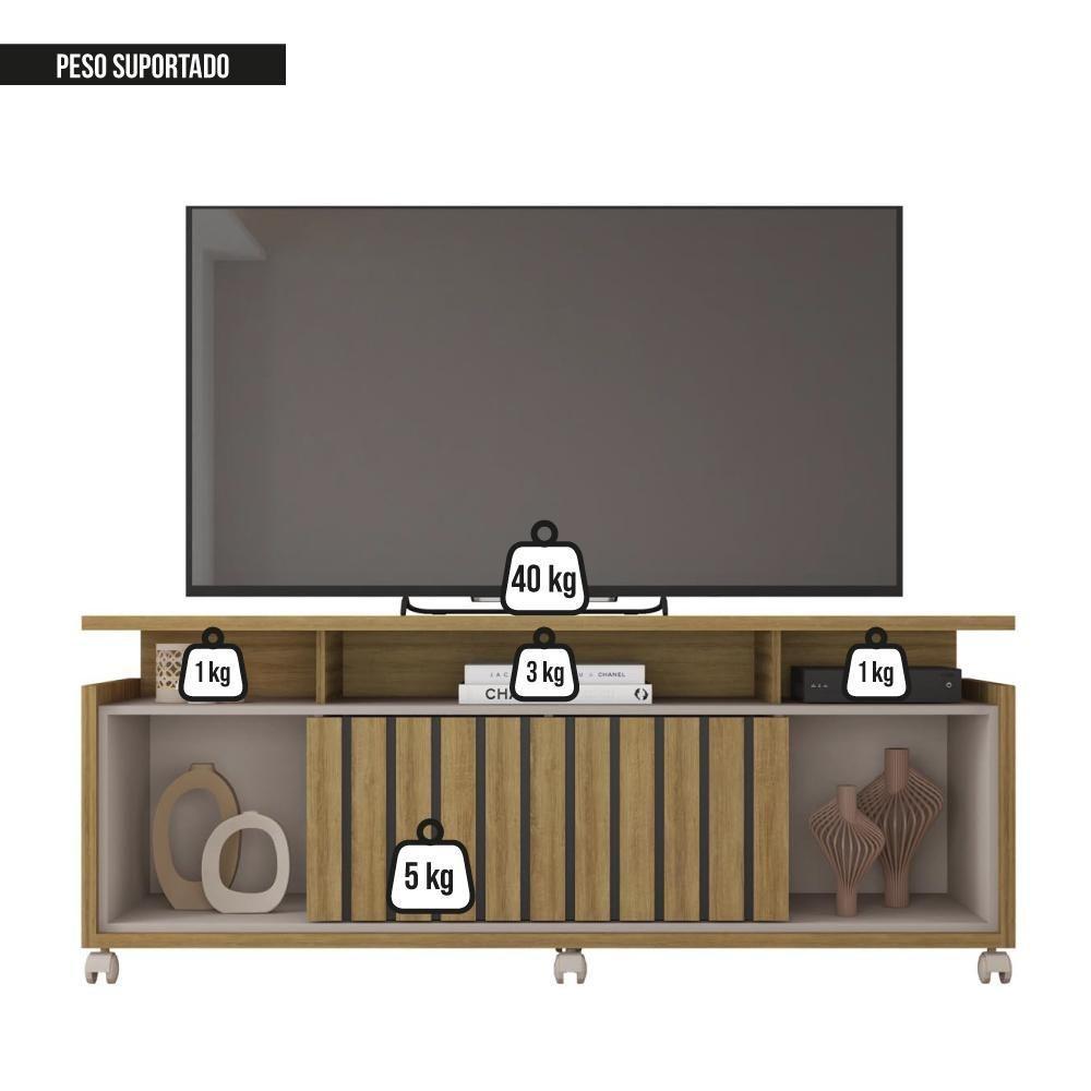 Rack Bancada Para Tv Até 65 Polegadas Stars Marrom Caemmun - 5
