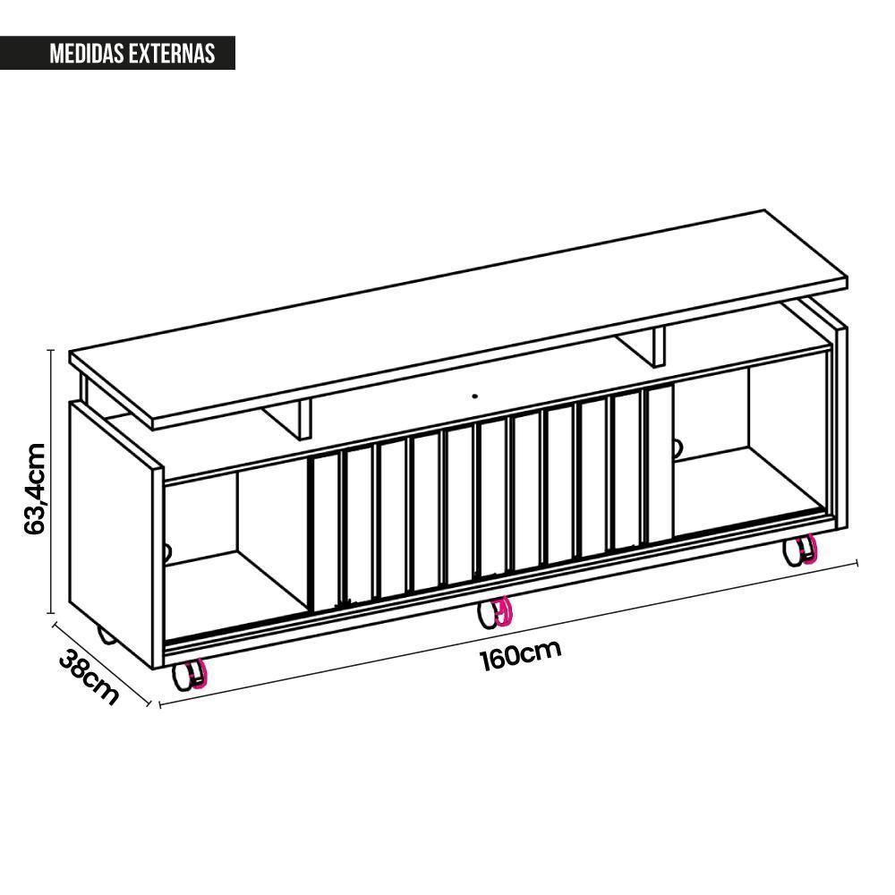 Rack Bancada Para Tv Até 65 Polegadas Stars Marrom Caemmun - 9