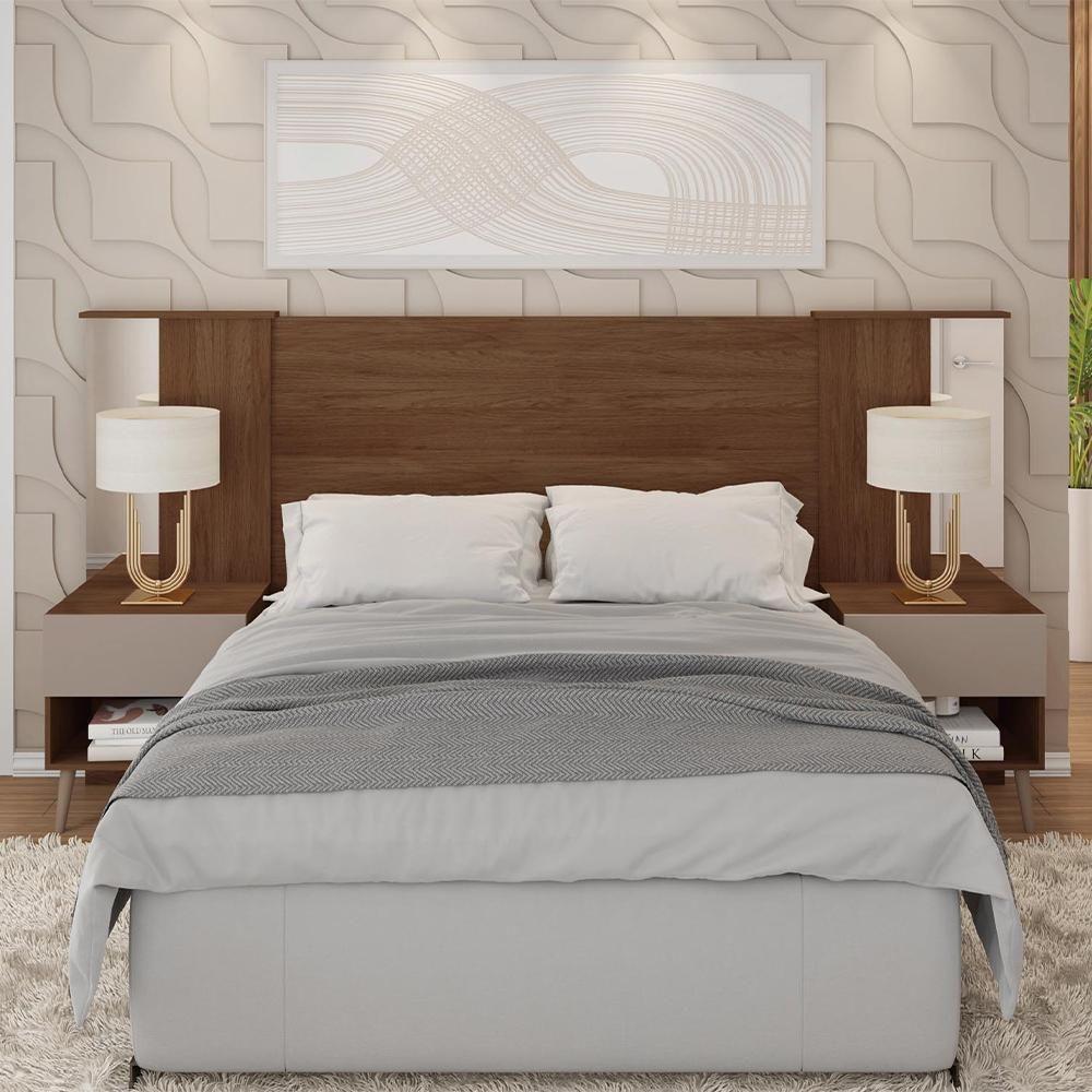 Cabeceira Para Cama Casal Extensível Reflex Marrom Caemmun - 3