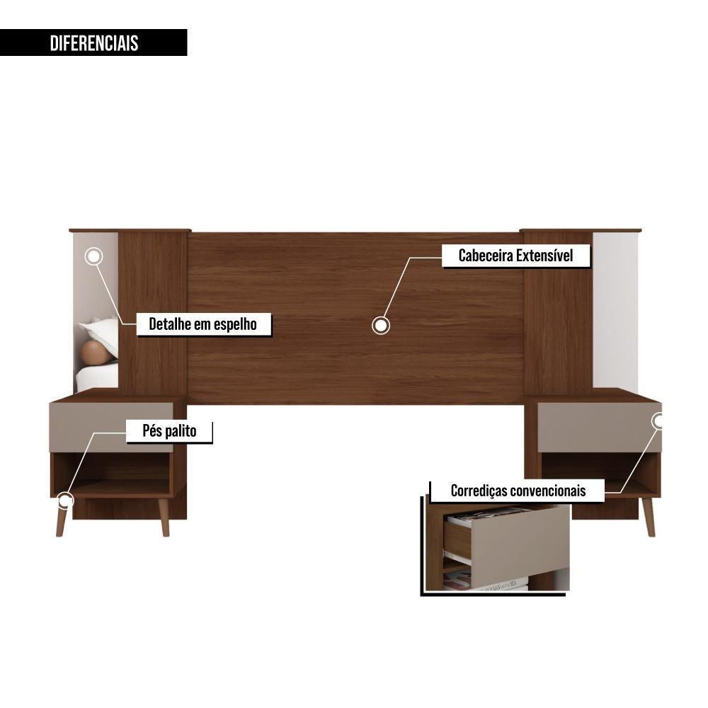Cabeceira Para Cama Casal Extensível Reflex Marrom Caemmun - 4