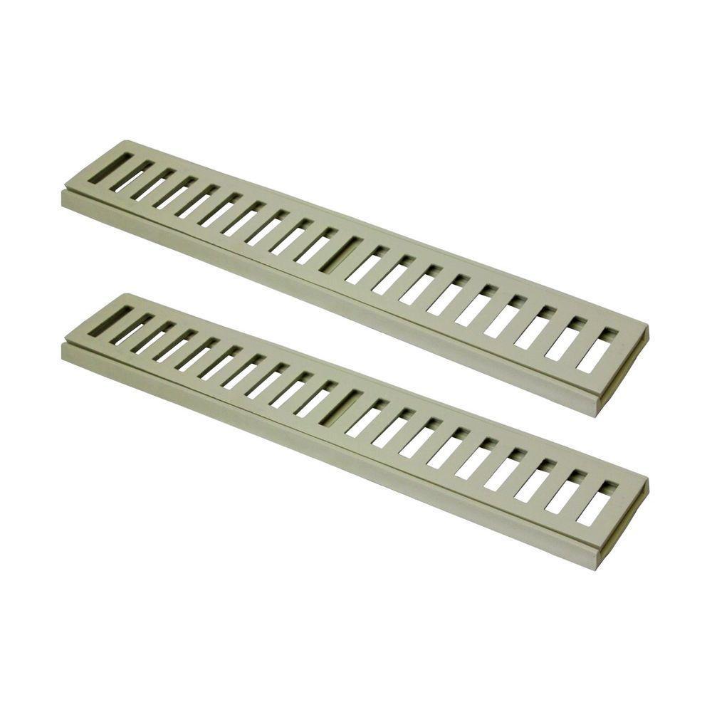 Kit 2 Ralo Grelha Linear Caixilho Em Alumínio Bege 15x50cm - 1