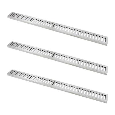 Kit 3 Ralo Grelha Linear Caixilho Alumínio Escovado 10x100cm