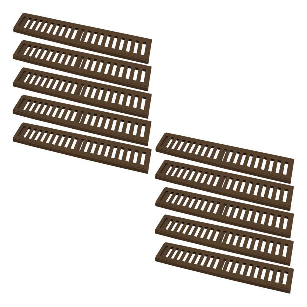 Kit 10 Ralo Grelha Linear Caixilho Alumínio Marrom 10x50cm - 1