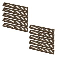 Kit 10 Ralo Grelha Linear Caixilho Alumínio Marrom 10x50cm - 1