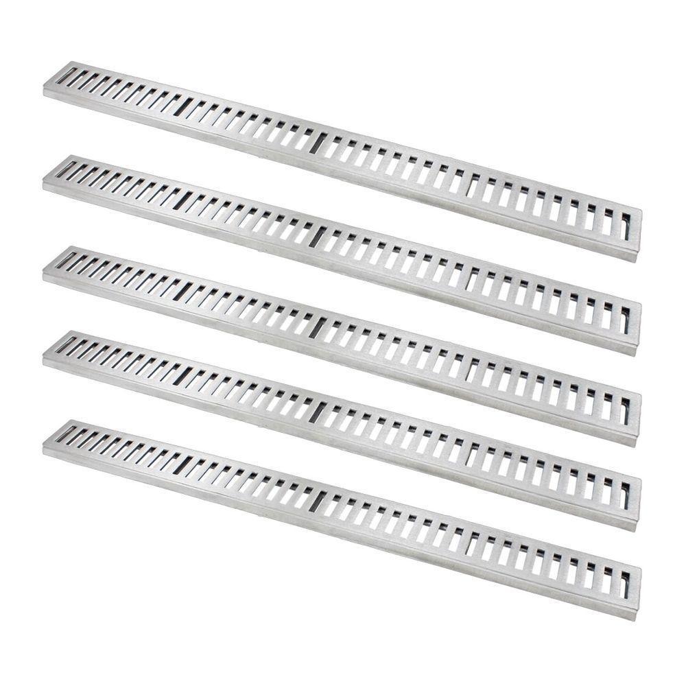 Kit 5 Ralo Grelha Linear Caixilho Alumínio Escovado 10x100cm - 1