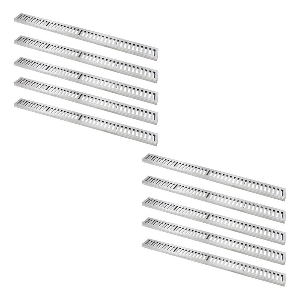 Kit 10 Ralo Grelha Linear Caixilho Alumínio Escovado20x100cm - 1