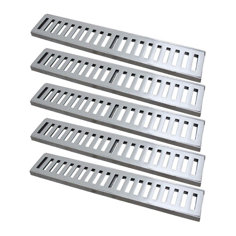 Kit 5 Ralo Grelha Linear Caixilho Em Alumínio Polido 15x50cm - 1