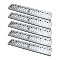 Kit 5 Ralo Grelha Linear Caixilho Em Alumínio Polido 15x50cm - 1