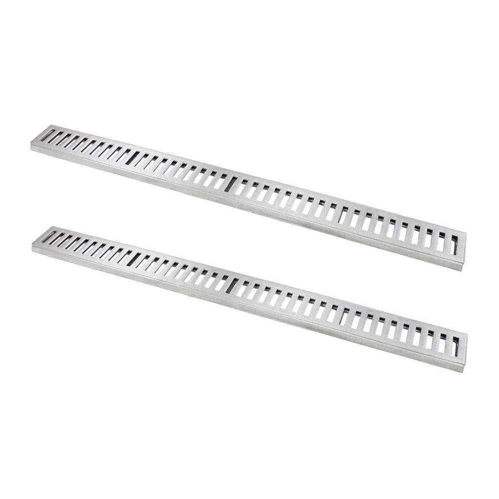 Kit 2 Ralo Grelha Linear Caixilho Alumínio Escovado 10x100cm - 1