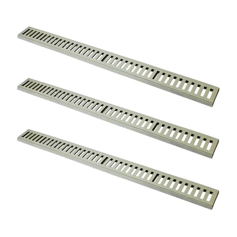 Kit 3 Ralo Grelha Linear Caixilho Em Alumínio Bege 10x100cm - 1