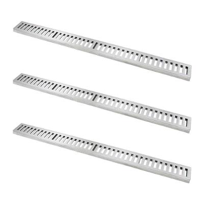 Kit 3 Ralo Grelha Linear Caixilho Alumínio Escovado 20x100cm