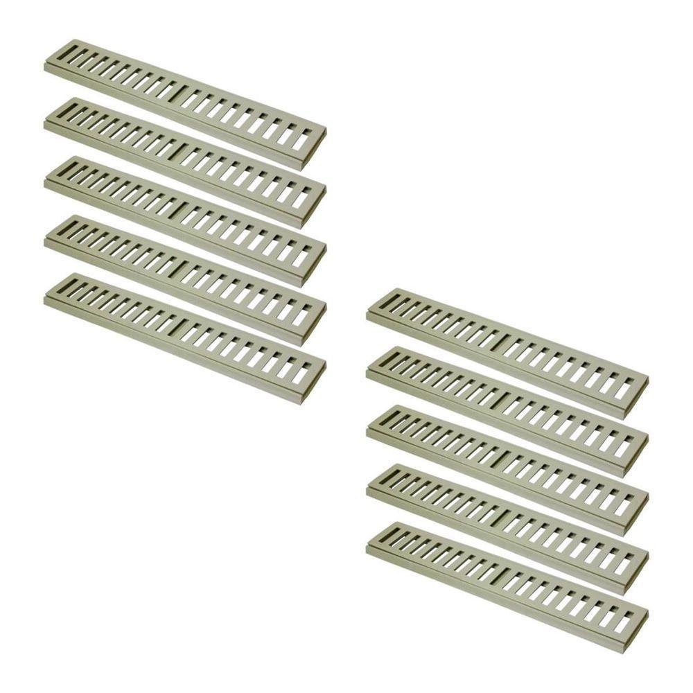 Kit 10 Ralo Grelha Linear Caixilho Em Alumínio Bege 20x50cm - 1