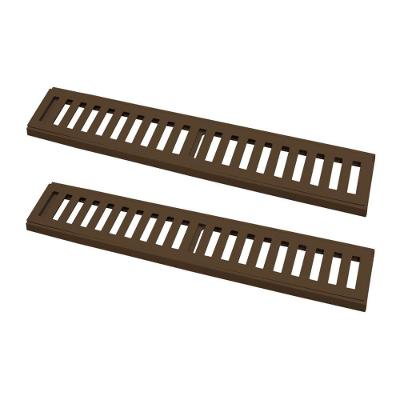 Kit 2 Ralo Grelha Linear Caixilho Alumínio Marrom 10x50cm